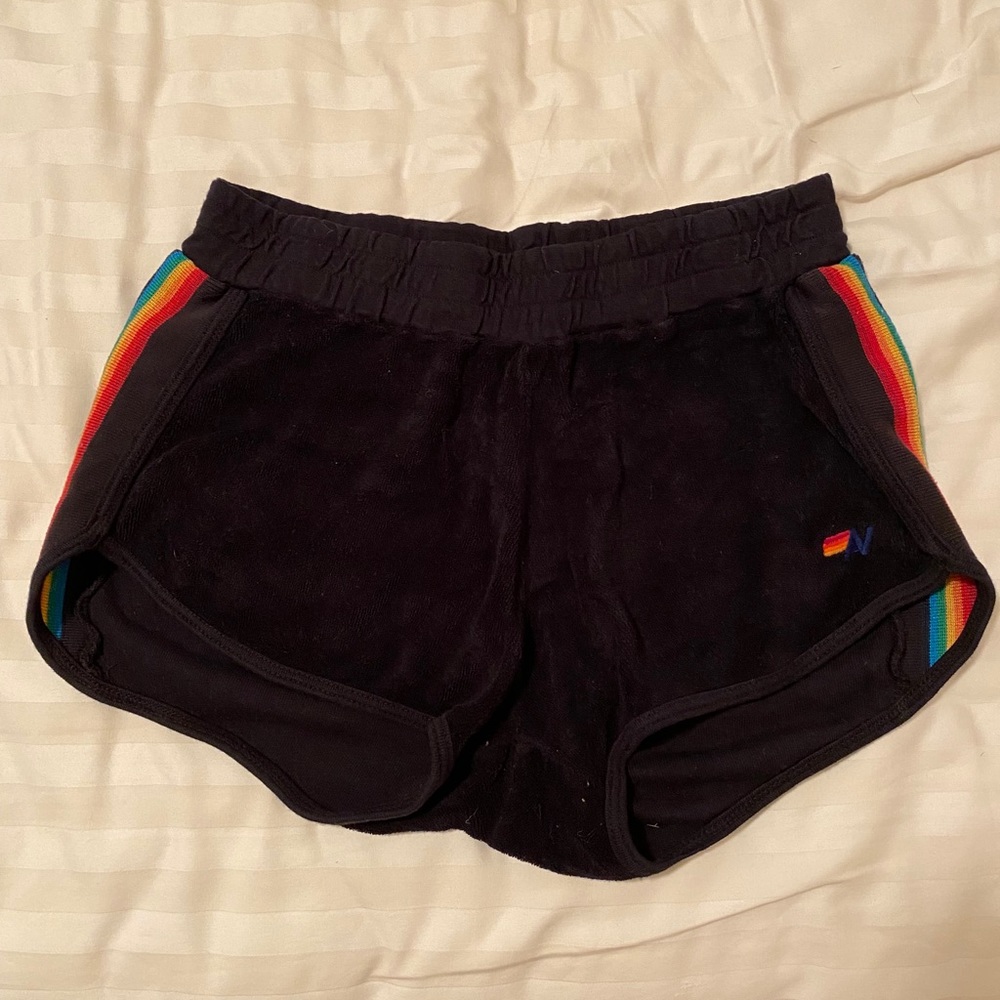 Aviator Nation Five Stripe Velvet Shorts